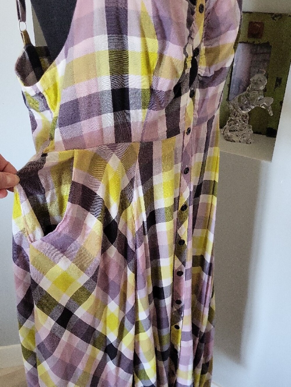 Torrid Multi Plaid Challis Button Front Midi Dress Size 1X - Picture 10 of 15